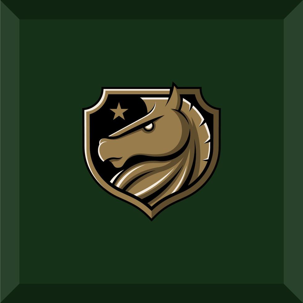 simple horse with shield logo vector