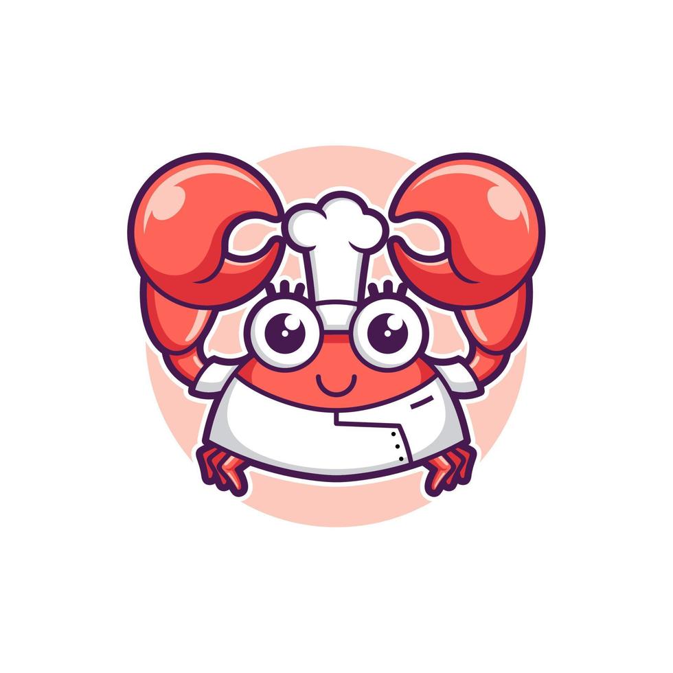 cute cartoon crab chef vector