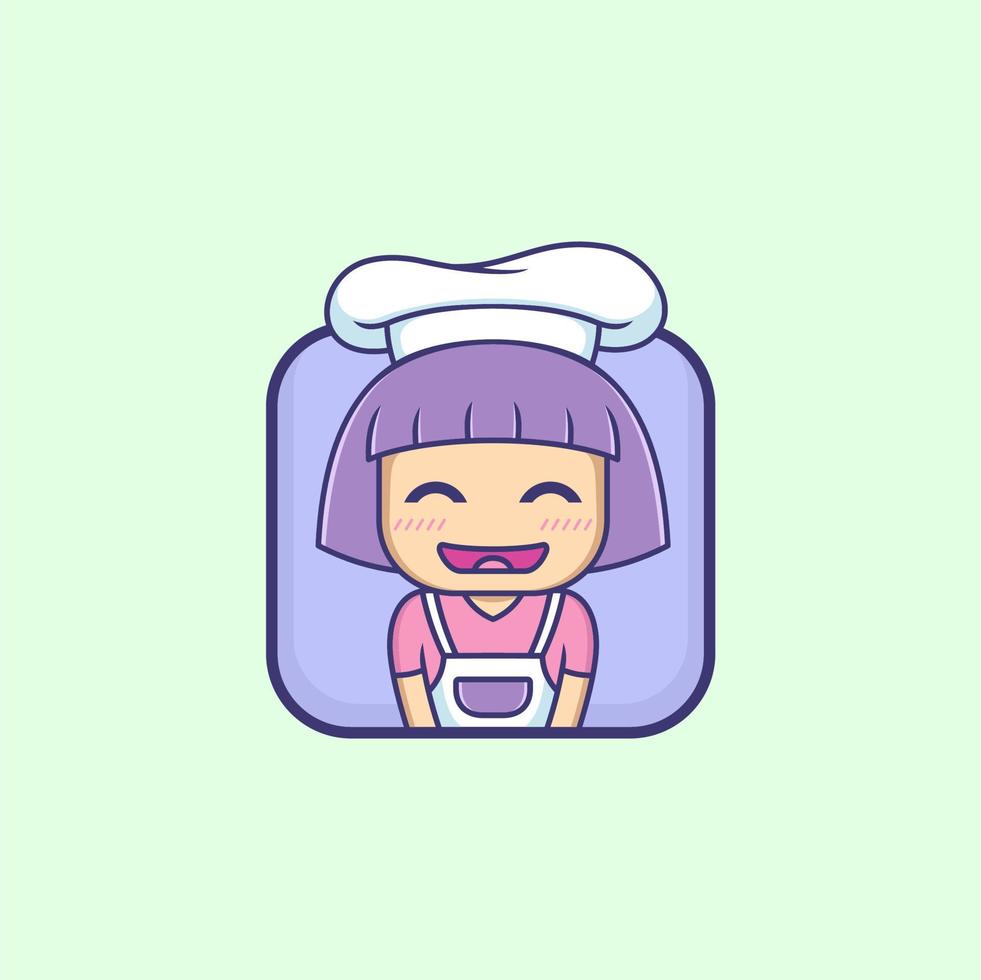 cute cartoon little girl being a chef vector