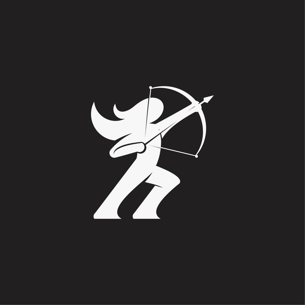 simple archery woman logo vector