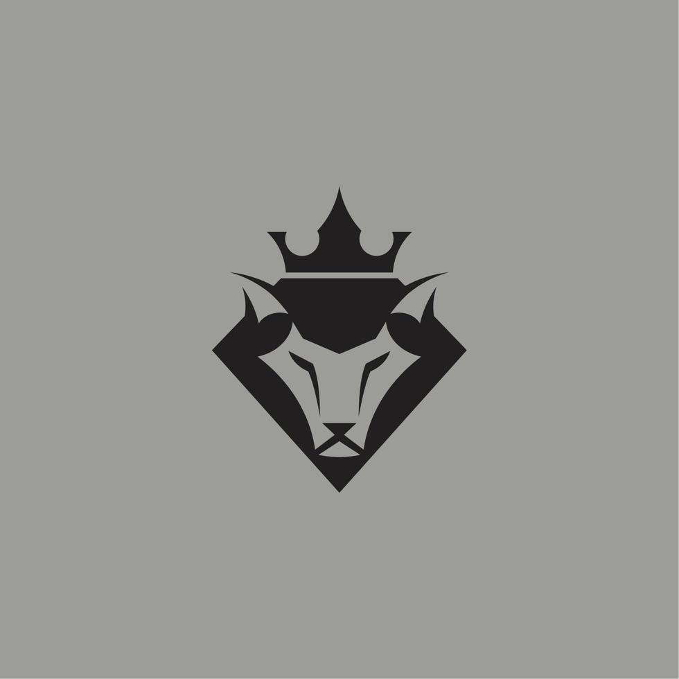 wolf and crown simple logo vector