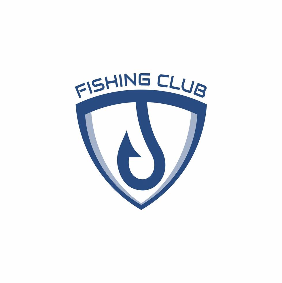 fishing hook and shield simple logo vector