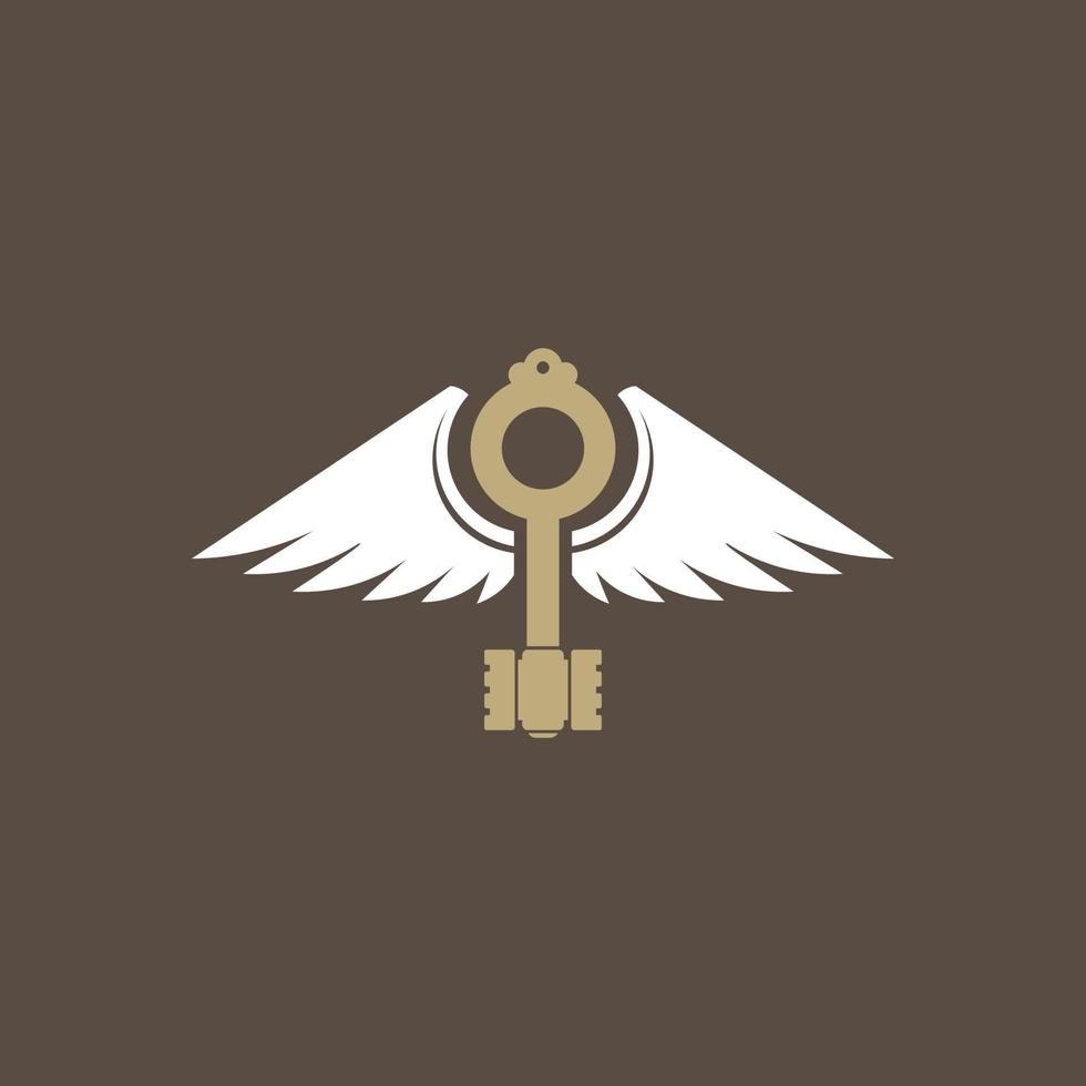 simple lock and wing logo vector