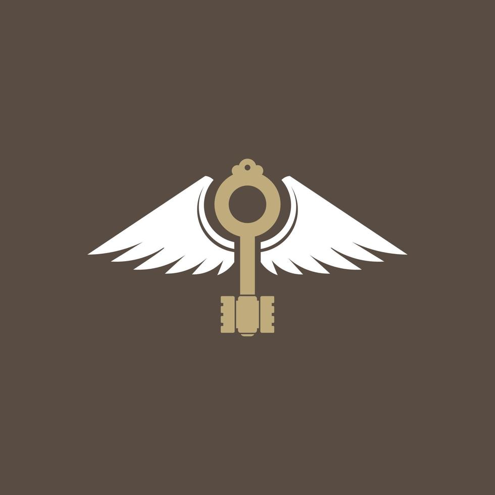 simple lock and wing logo vector