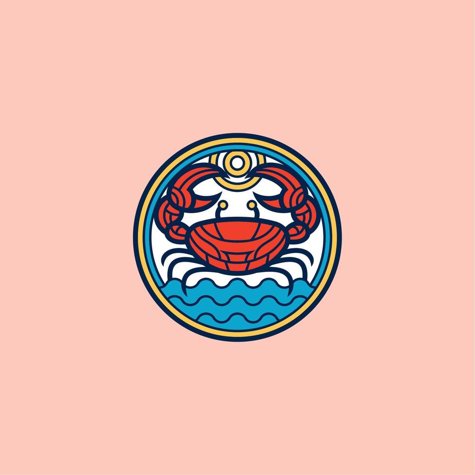 simple crab logo emblem vector
