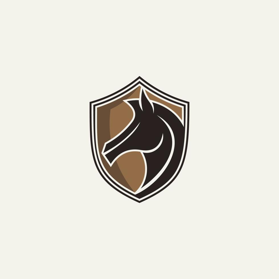 horse and shield simple logo vector