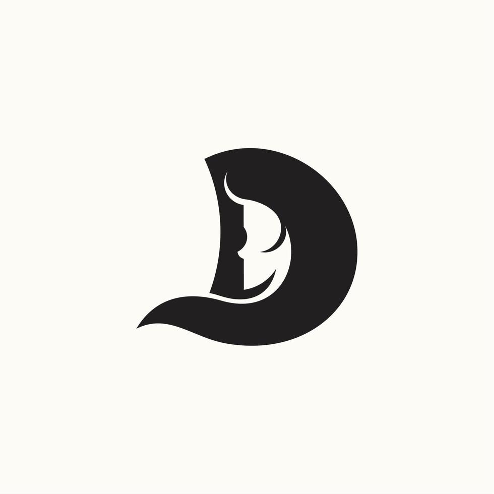 letter d and woman simple logo vector