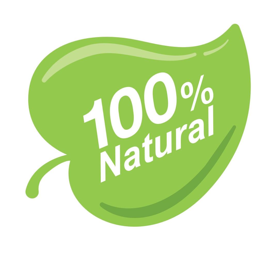 100 percent natural icon sign symbol for healthy food or beverage or beauty and healthcare products vector