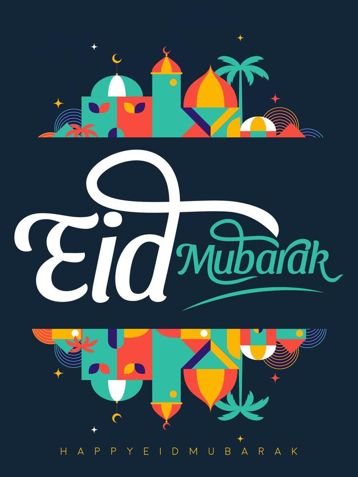 Eid mubarak geometric style template for social media, feed, story, reel post design vector