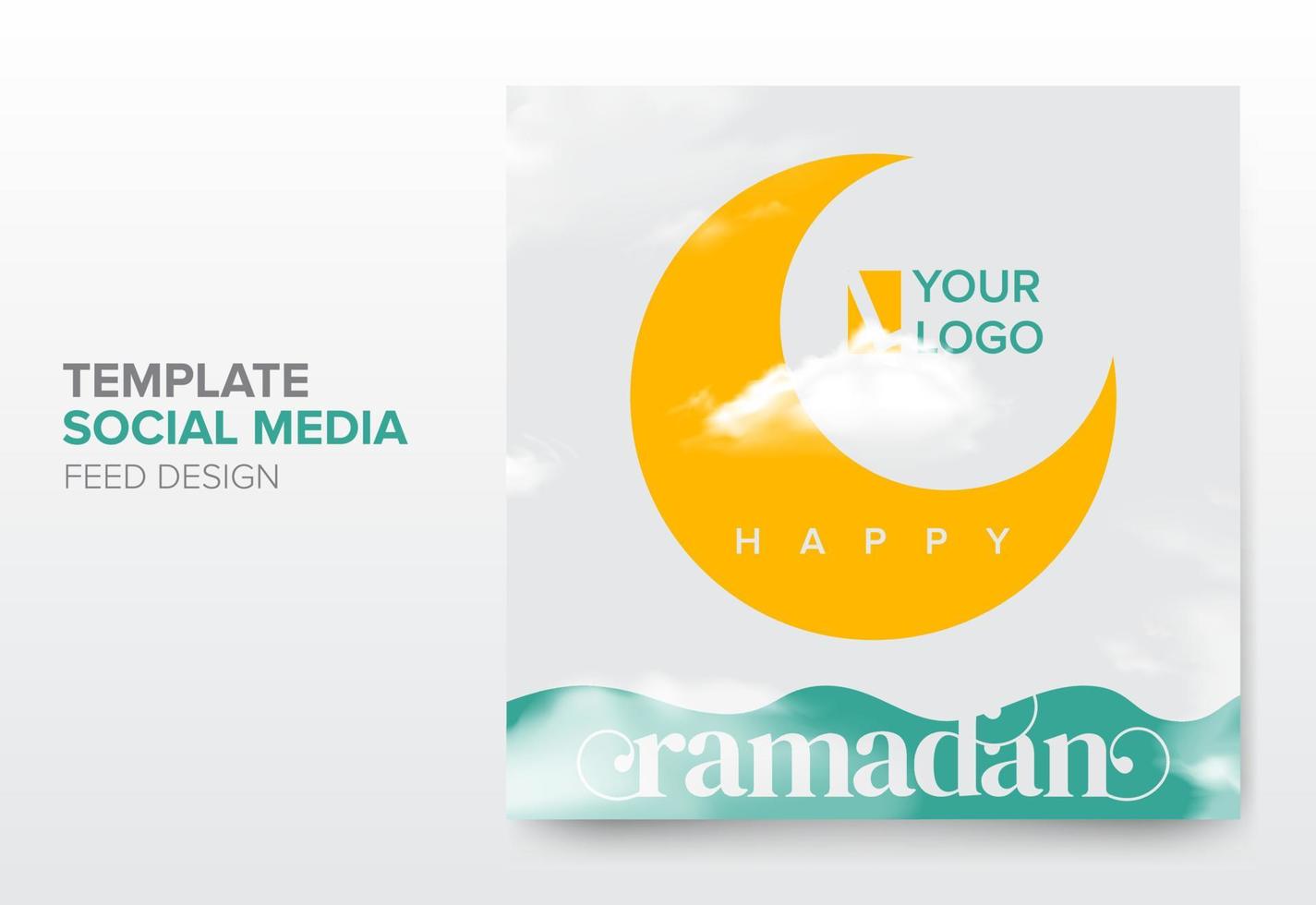 Simple modern Ramadan Kareem template for social media, feed, story, reel post design vector