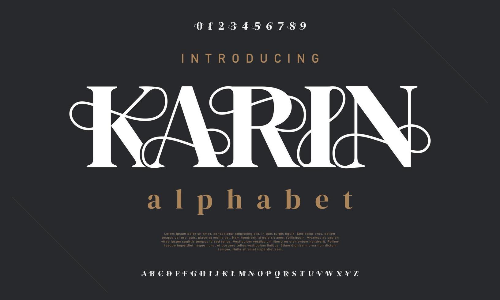 Luxury karin font fashion alphabet typeface. Vintage typography vector