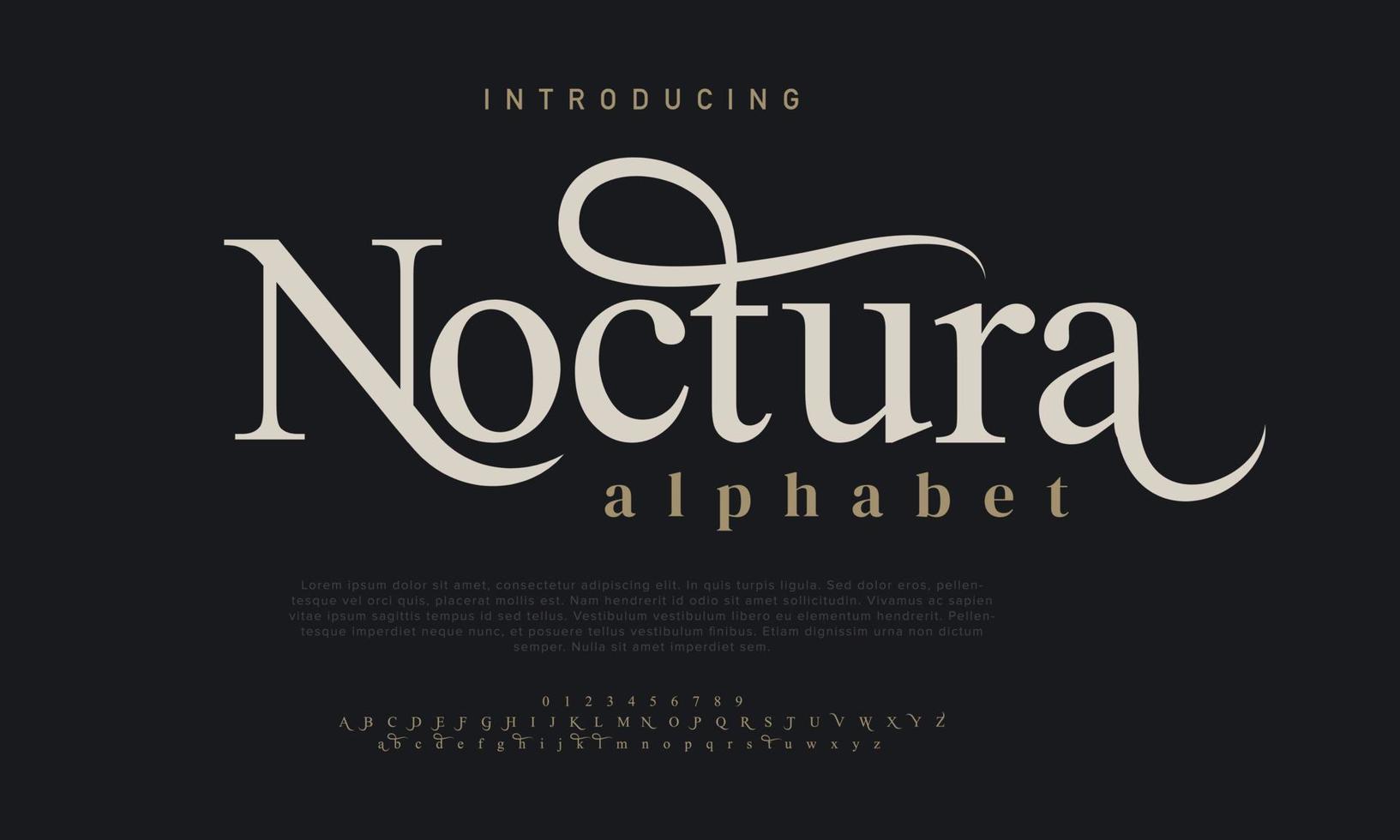 Noctura luxury elegant typography. Urban typeface for music, fashion, logo branding, vector