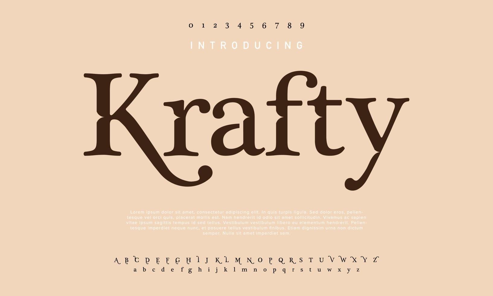 resumen krafty Moda fuente alfabeto. mínimo moderno urbano fuentes para logo, marca etc. tipografía tipo de letra mayúscula minúsculas y número. vector ilustración