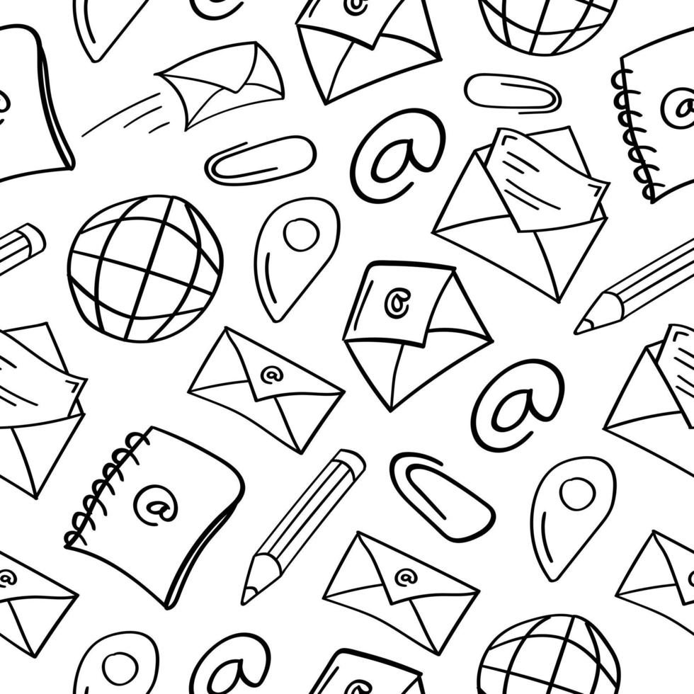 Hand drawn mail seamless pattern vector