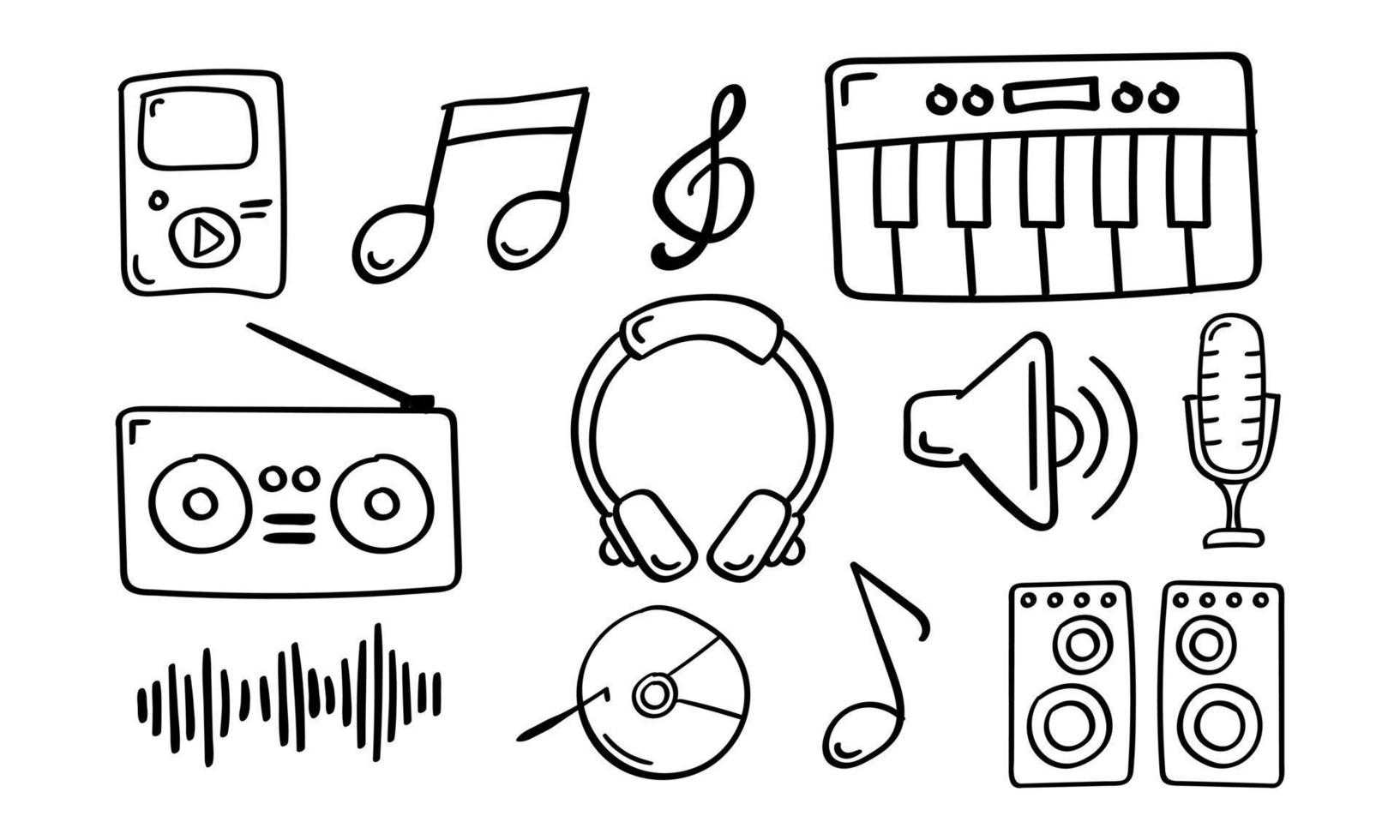 Hand drawn music icon, music related symbol vector