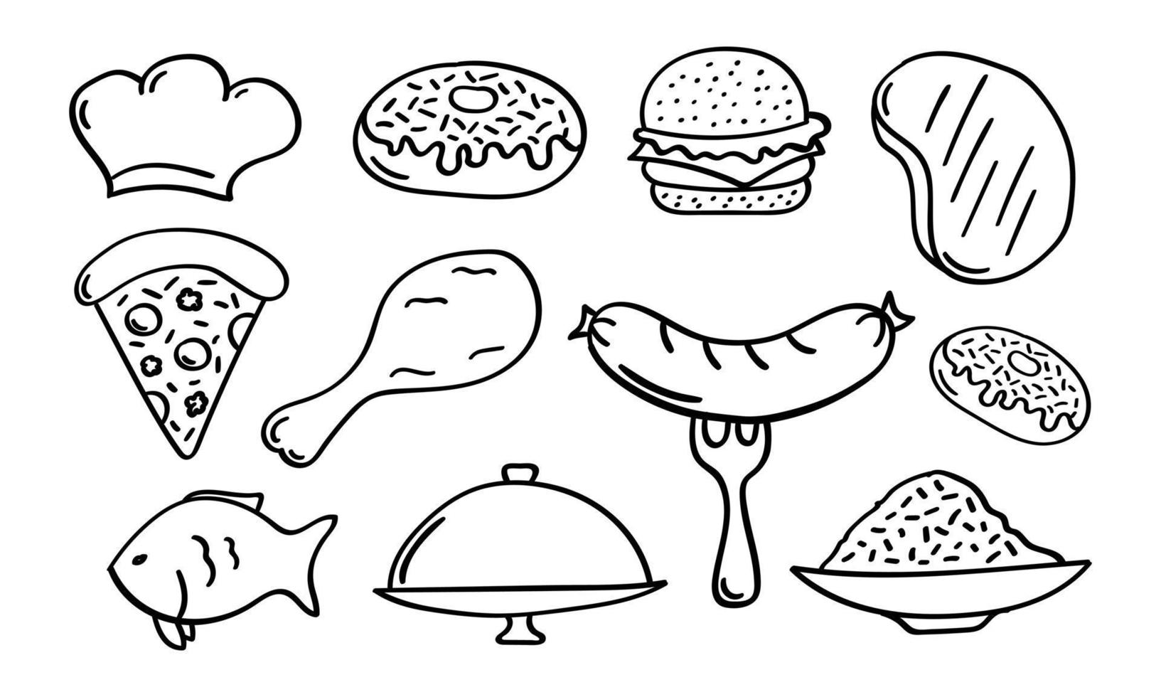 Hand drawn food or restaurant menu icon vector