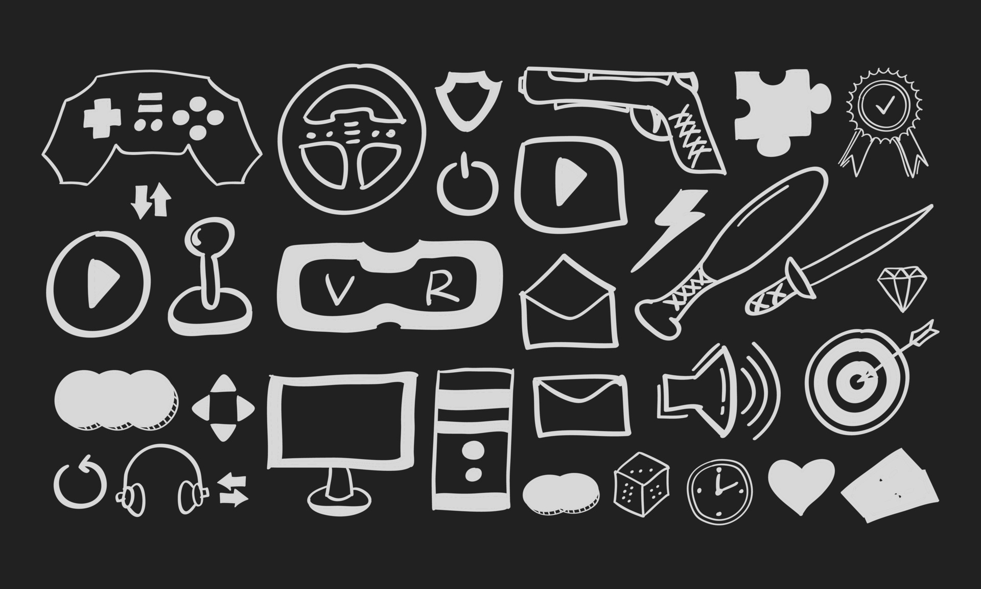 Hand drawn Game icon set on chalkboard 20390669 Vector Art at Vecteezy