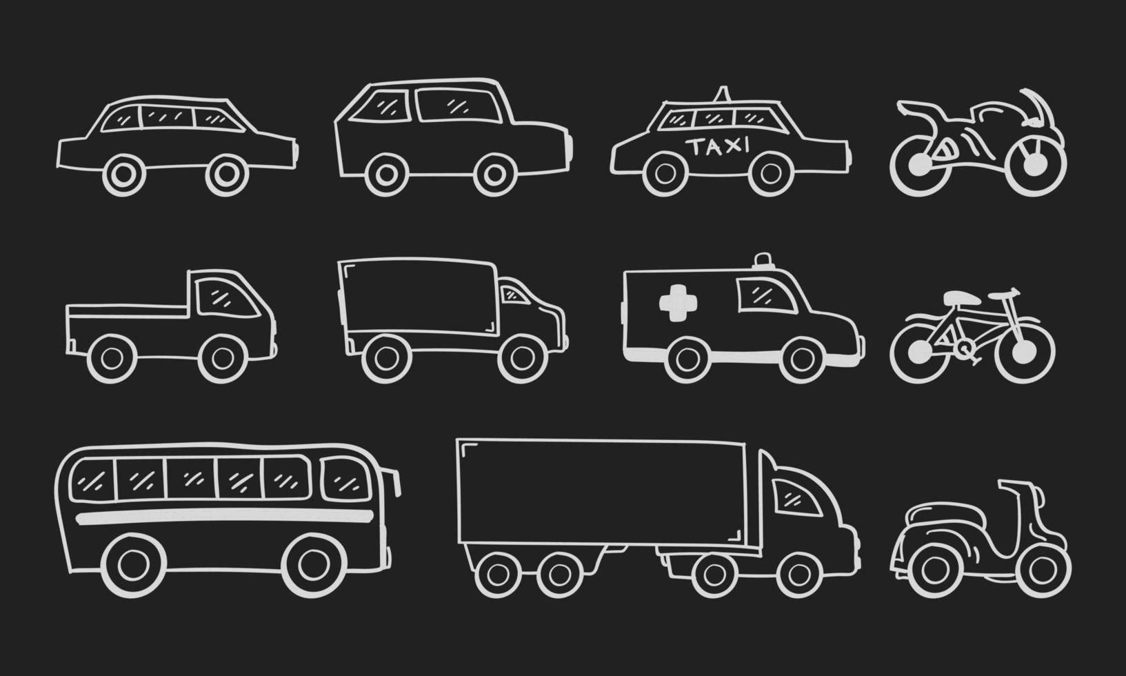 Hand Drawn Vehicle or Transportation icon on chalkboard vector