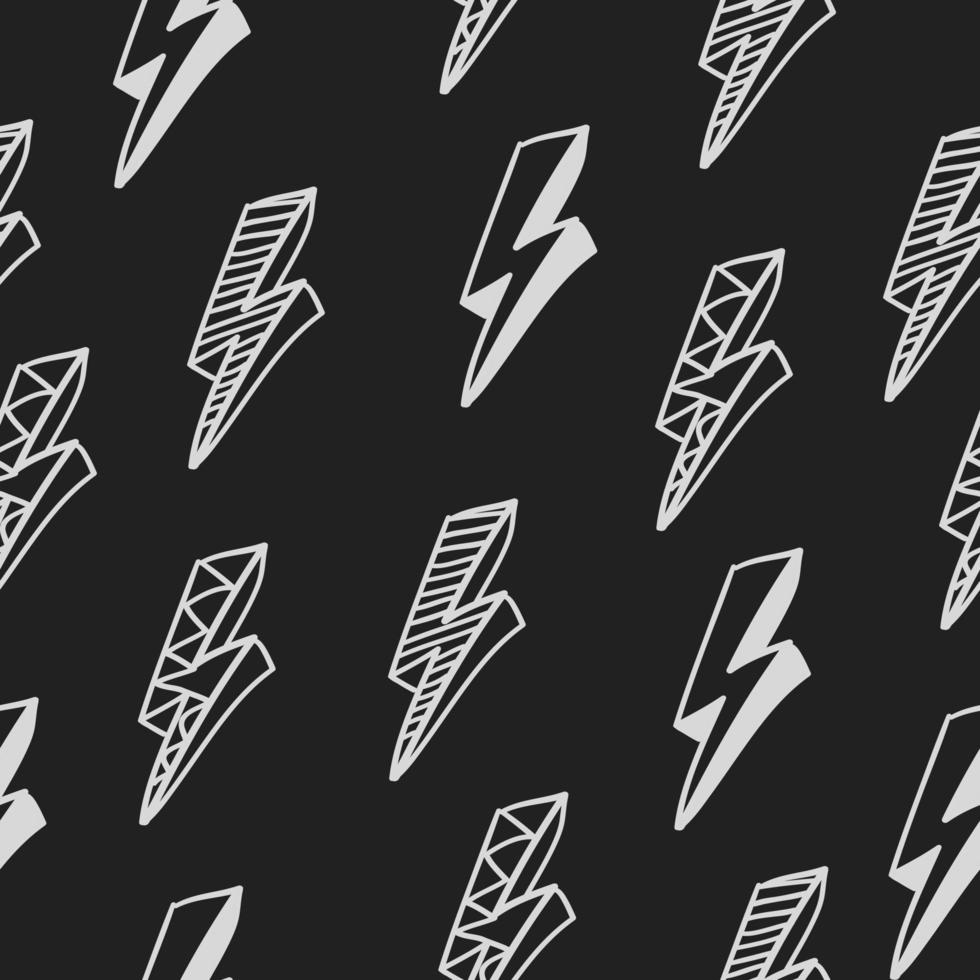 Hand drawn lightning Seamless pattern on chalkboard vector