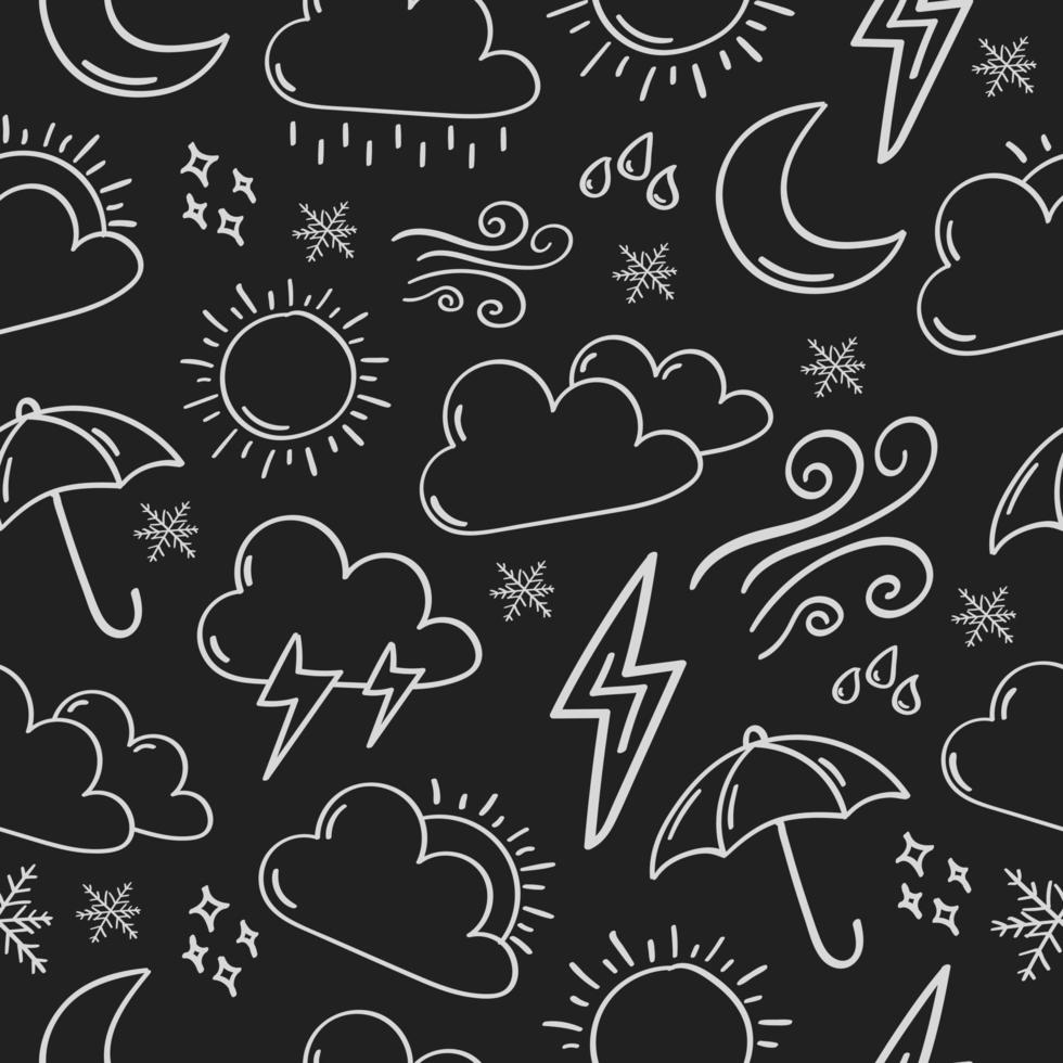 Hand drawn weather seamless pattern on chalkboard vector