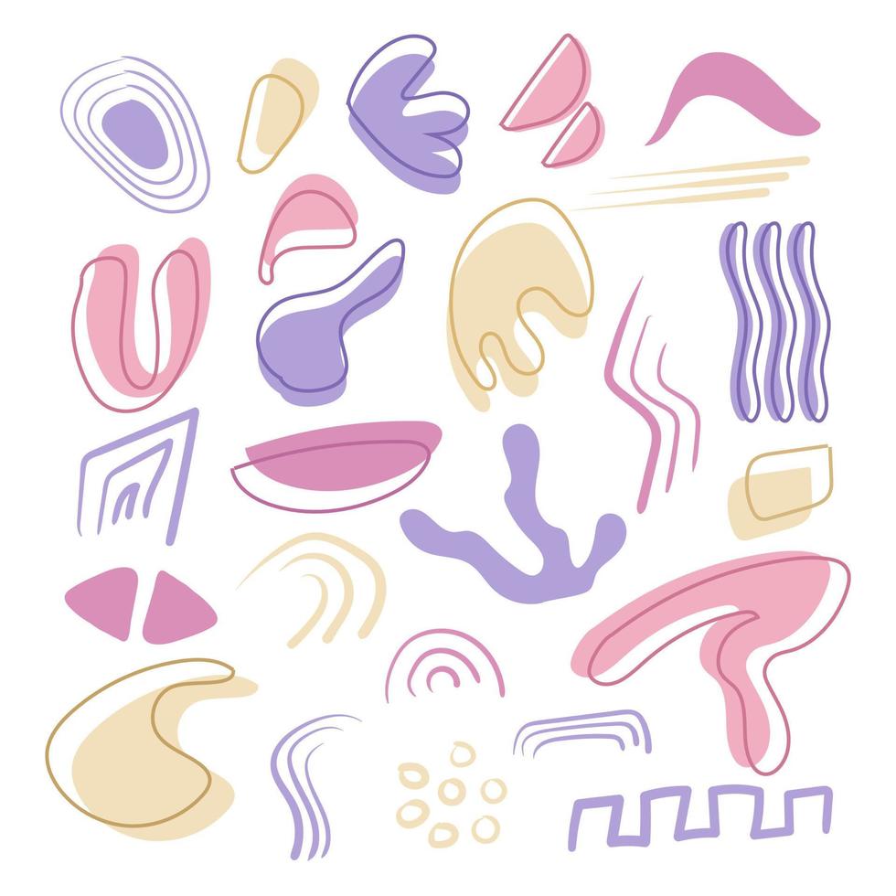 Set of Hand drawn abstract shape in doodle style vector