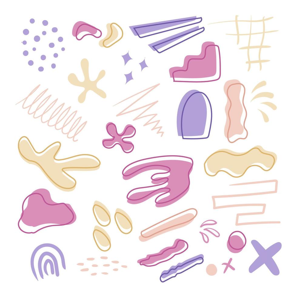 Set of Hand drawn abstract shape in doodle style vector