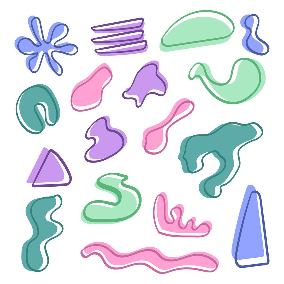 Set of Hand drawn abstract shape in doodle style vector