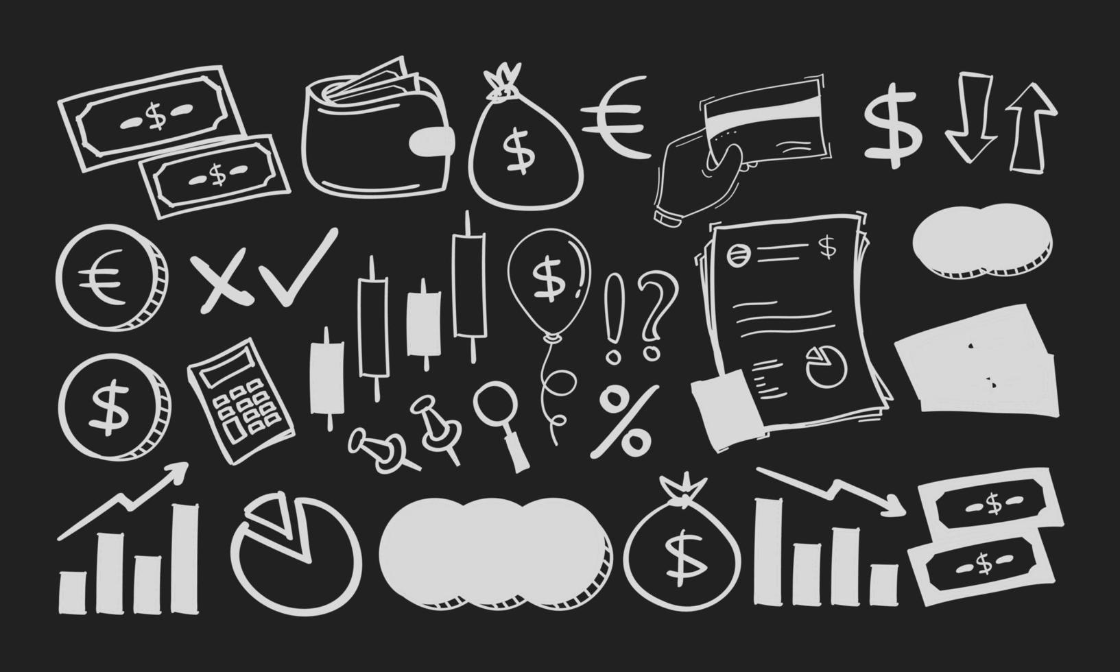 Hand drawn financial or money icon on chalkboard vector