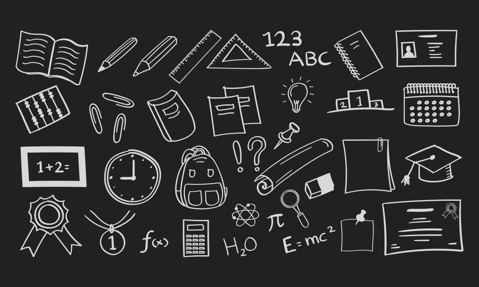 Hand Drawn School and Education icon on chalkboard vector