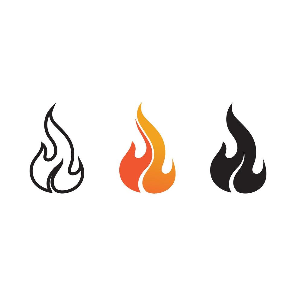 fire flame logo icon vector set design template