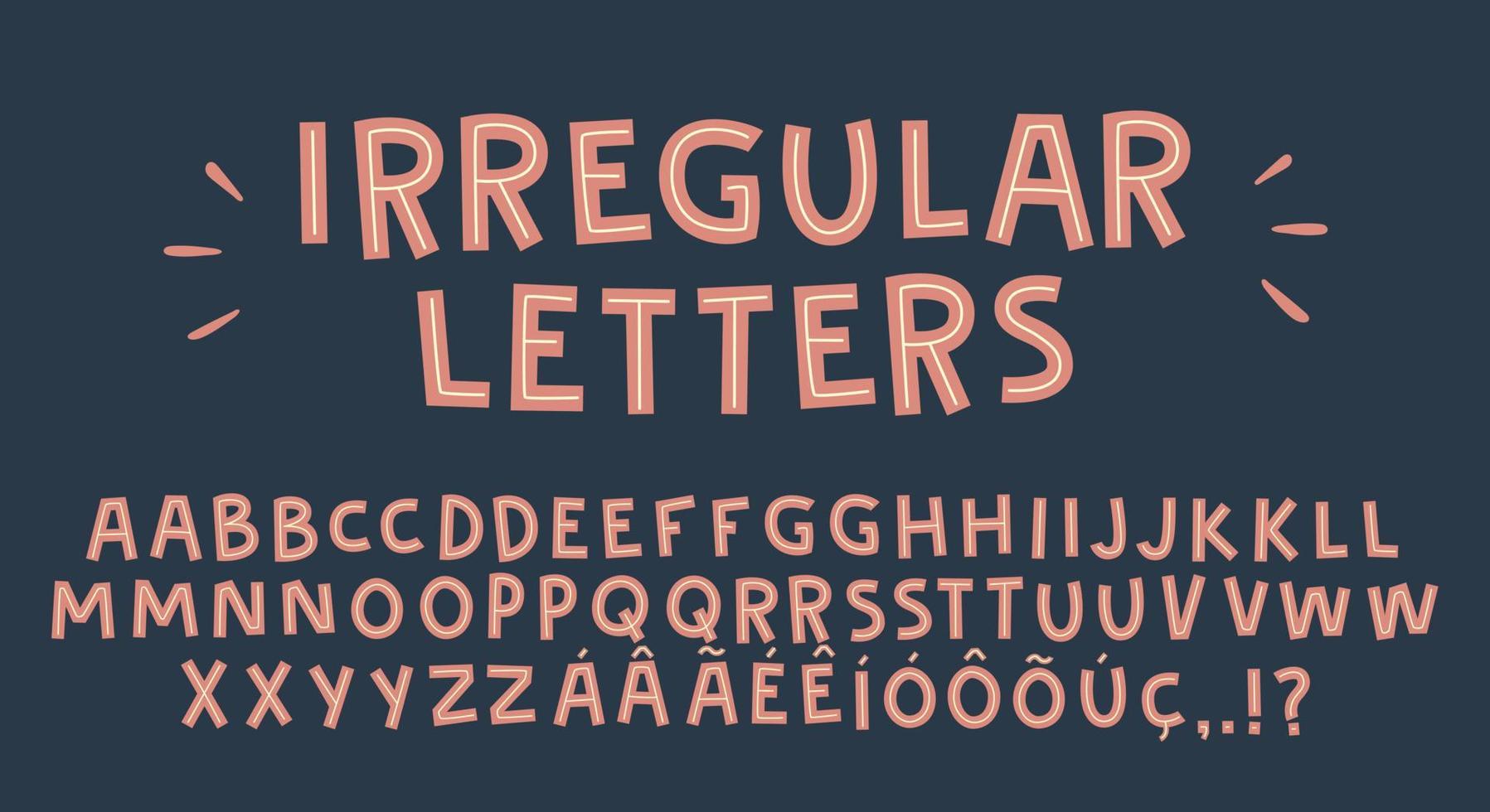 Irregular cute childish letters. Punctuation and marks. Perfect for labels and illustration. vector