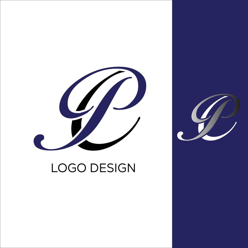 ordenador personal inicial letra logo diseño vector