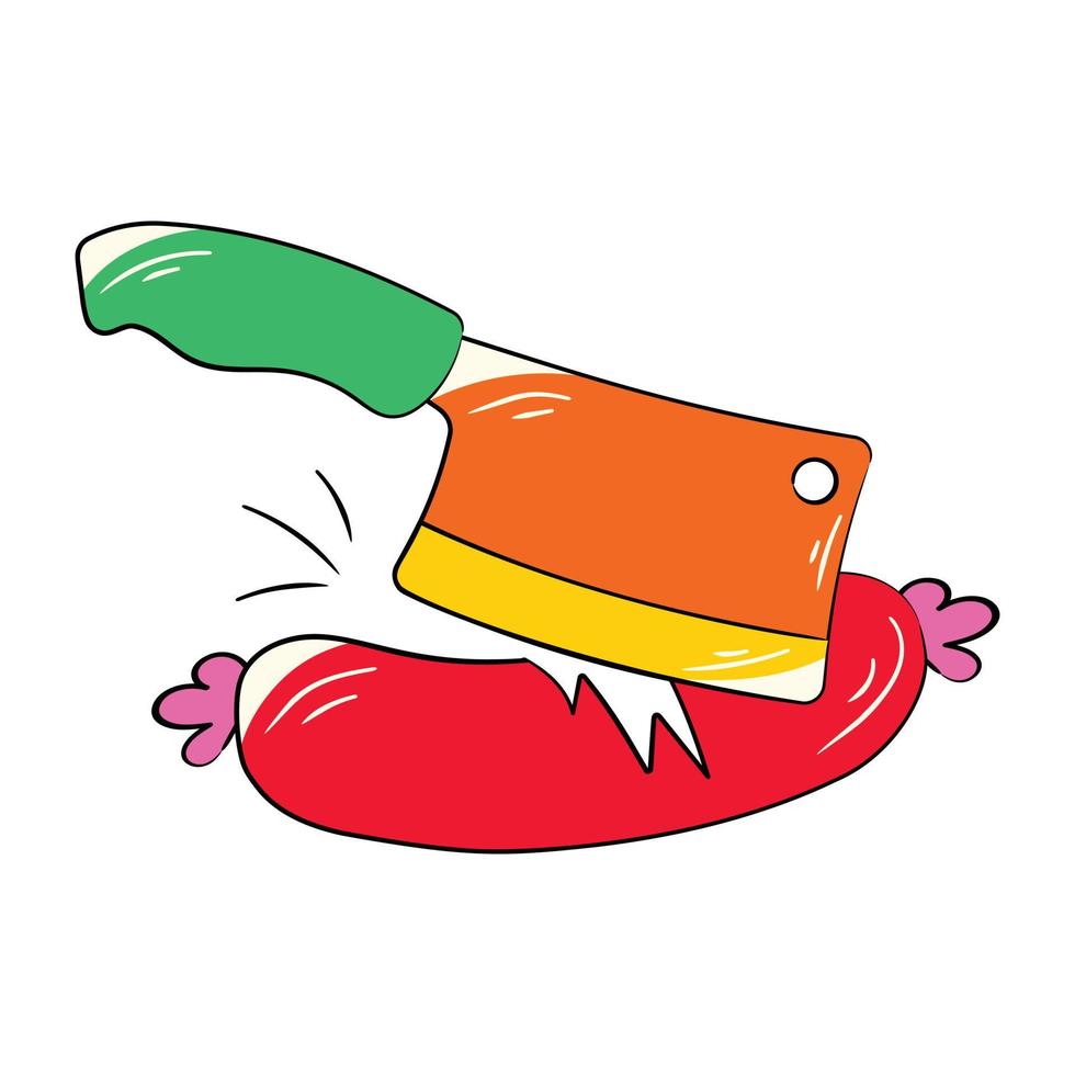 Trendy Chopping Sausage vector