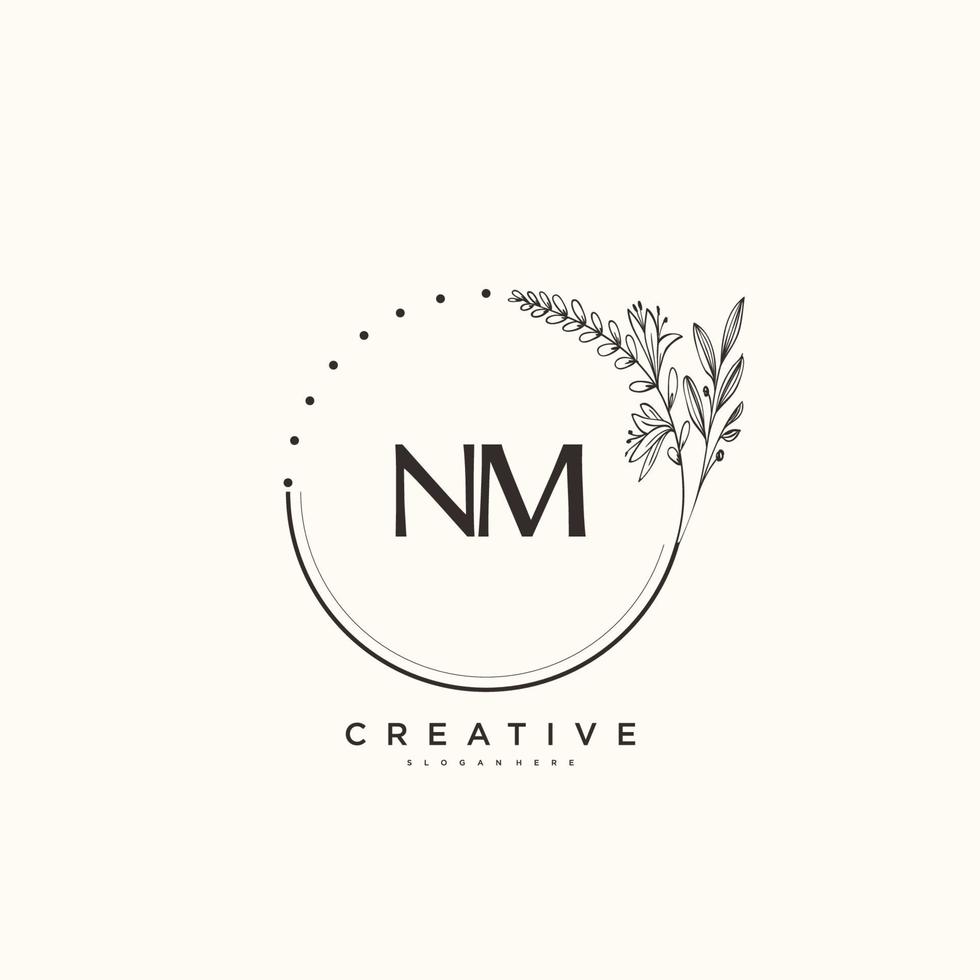 NM Beauty vector initial logo art, handwriting logo of initial signature, wedding, fashion, jewerly, boutique, floral and botanical with creative template for any company or business.