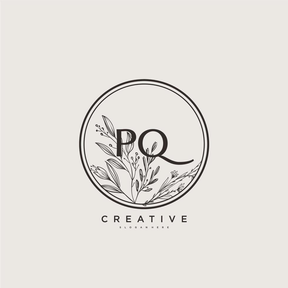 PQ Beauty vector initial logo art, handwriting logo of initial signature, wedding, fashion, jewerly, boutique, floral and botanical with creative template for any company or business.
