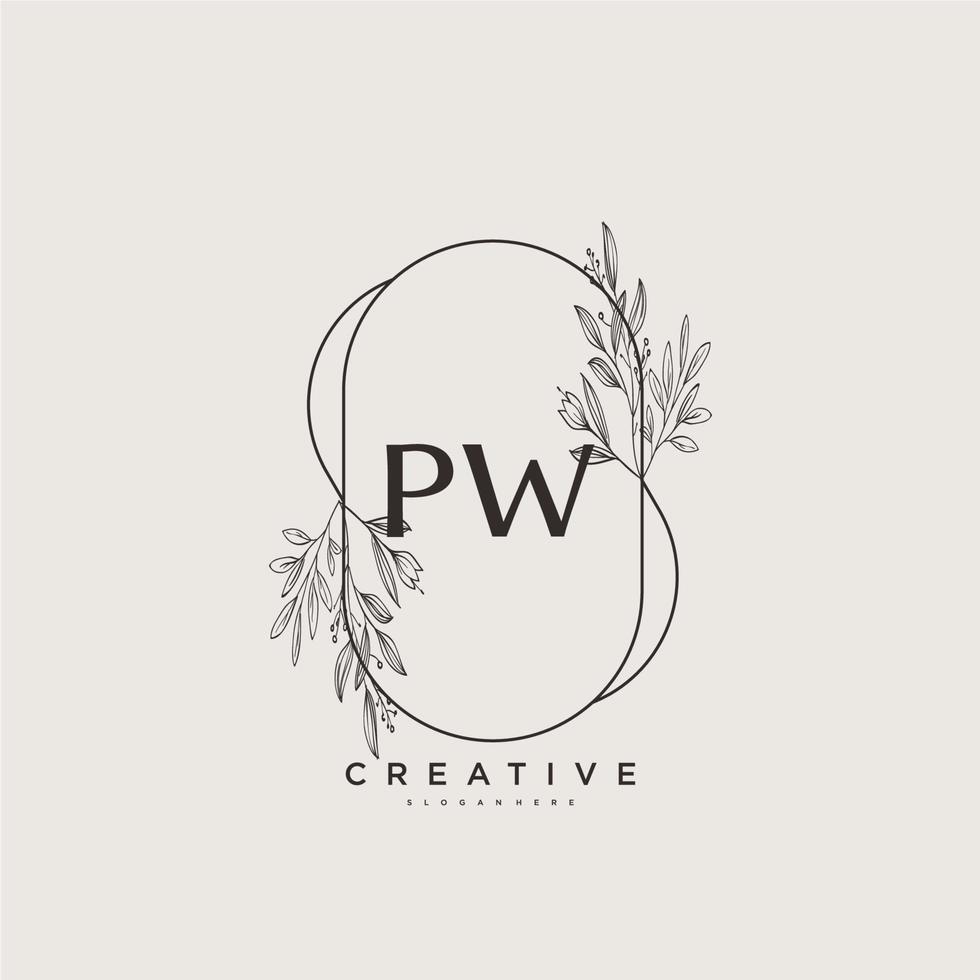 PW Beauty vector initial logo art, handwriting logo of initial signature, wedding, fashion, jewerly, boutique, floral and botanical with creative template for any company or business.