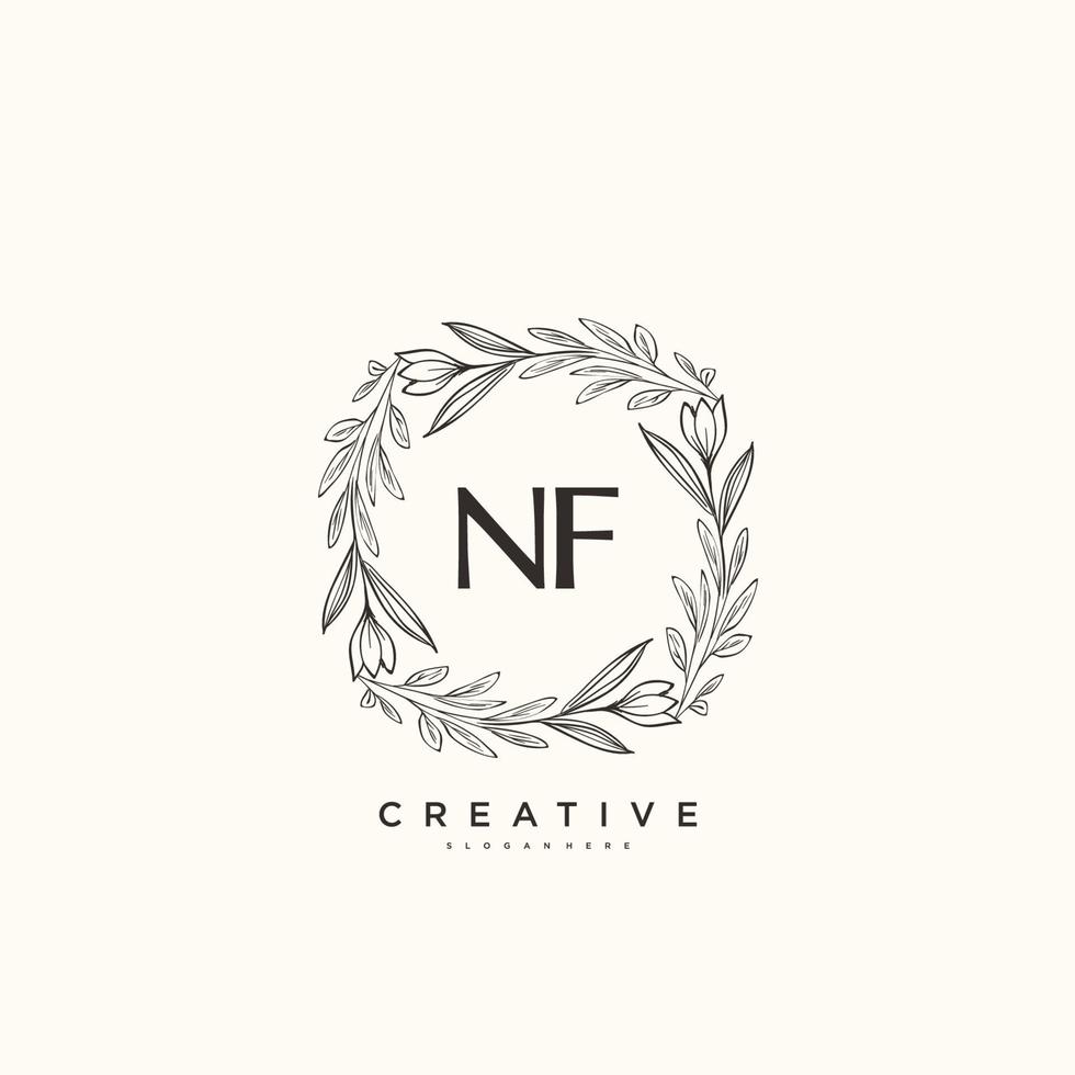 NF Beauty vector initial logo art, handwriting logo of initial signature, wedding, fashion, jewerly, boutique, floral and botanical with creative template for any company or business.