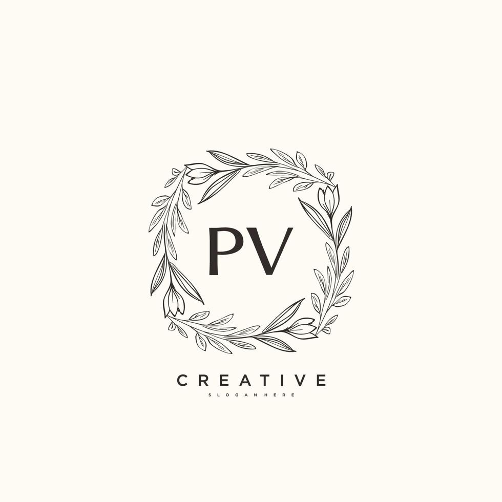 PV Beauty vector initial logo art, handwriting logo of initial signature, wedding, fashion, jewerly, boutique, floral and botanical with creative template for any company or business.