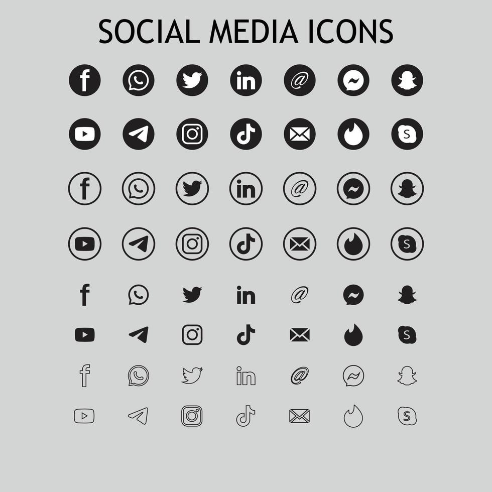 social media icons vector,silhouette set vector