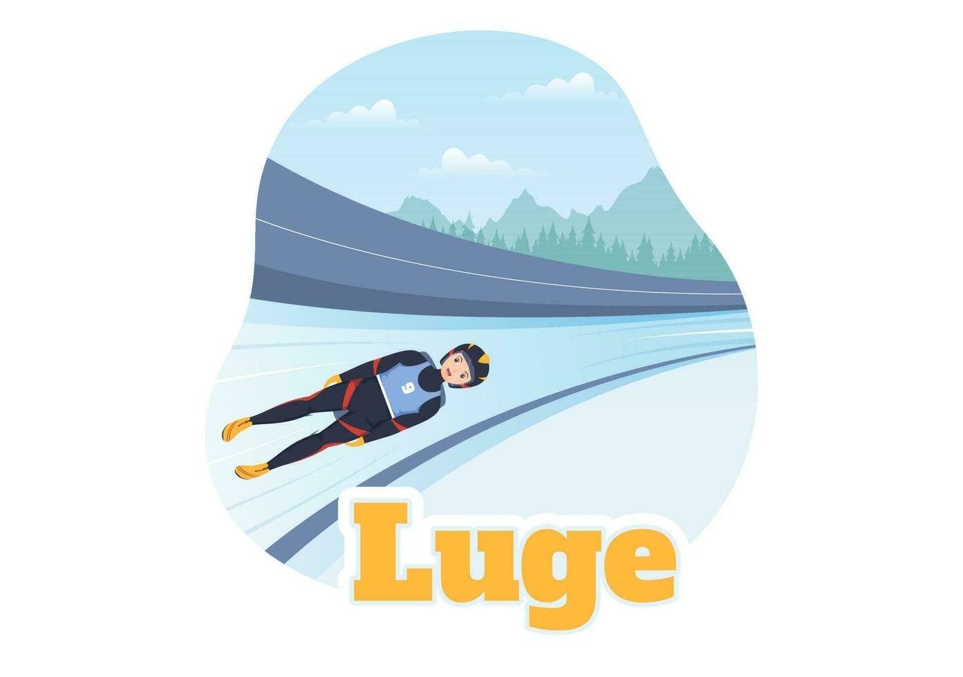 Luge Sled Race Athlete Winter Sport Illustration with Riding a Sledding, Ice and Bobsleigh in Flat Cartoon Hand Drawn for Landing Page Templates vector