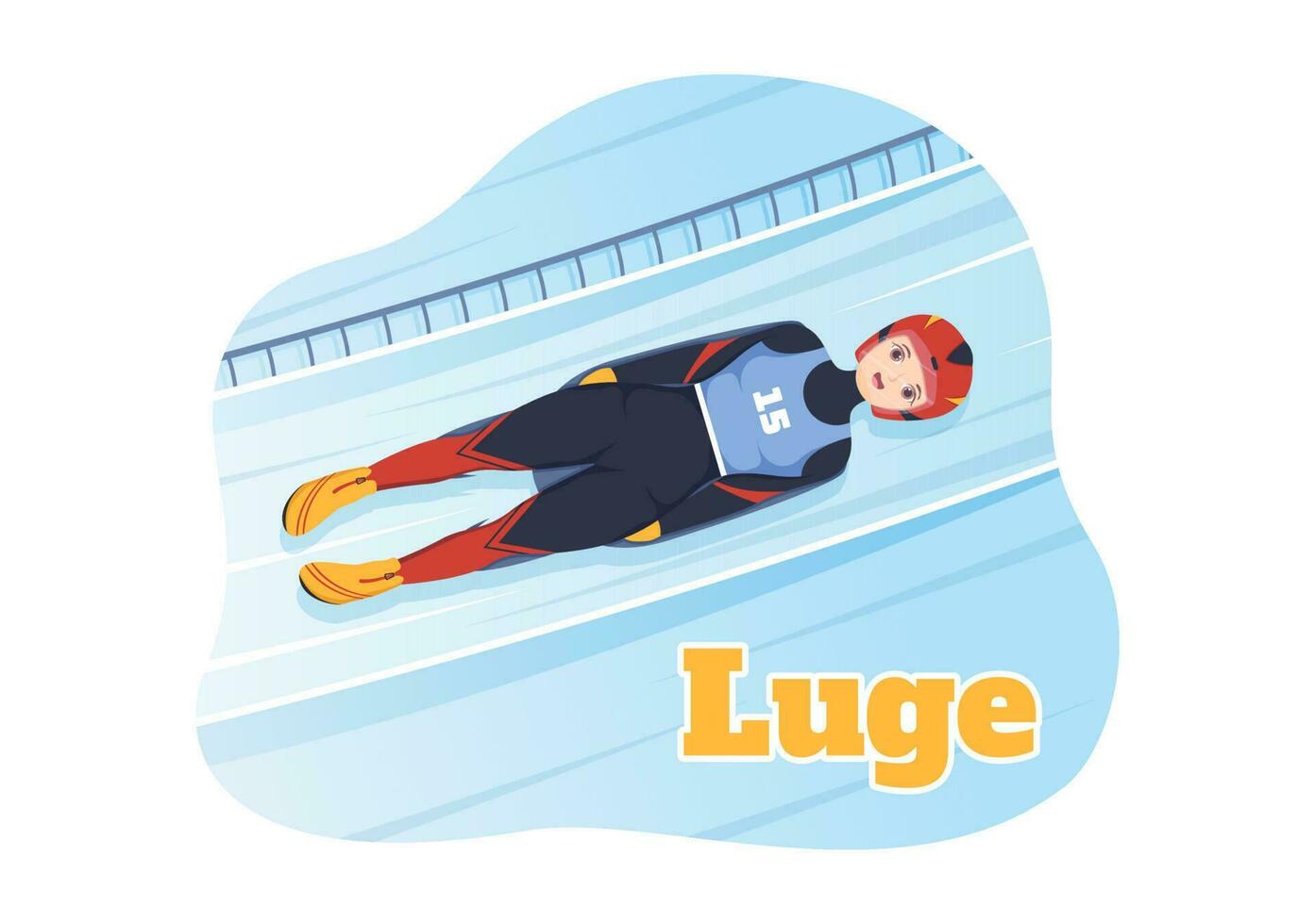 luge trineo carrera atleta invierno deporte ilustración con montando un trineo, hielo y bobsleigh en plano dibujos animados mano dibujado para aterrizaje página plantillas vector