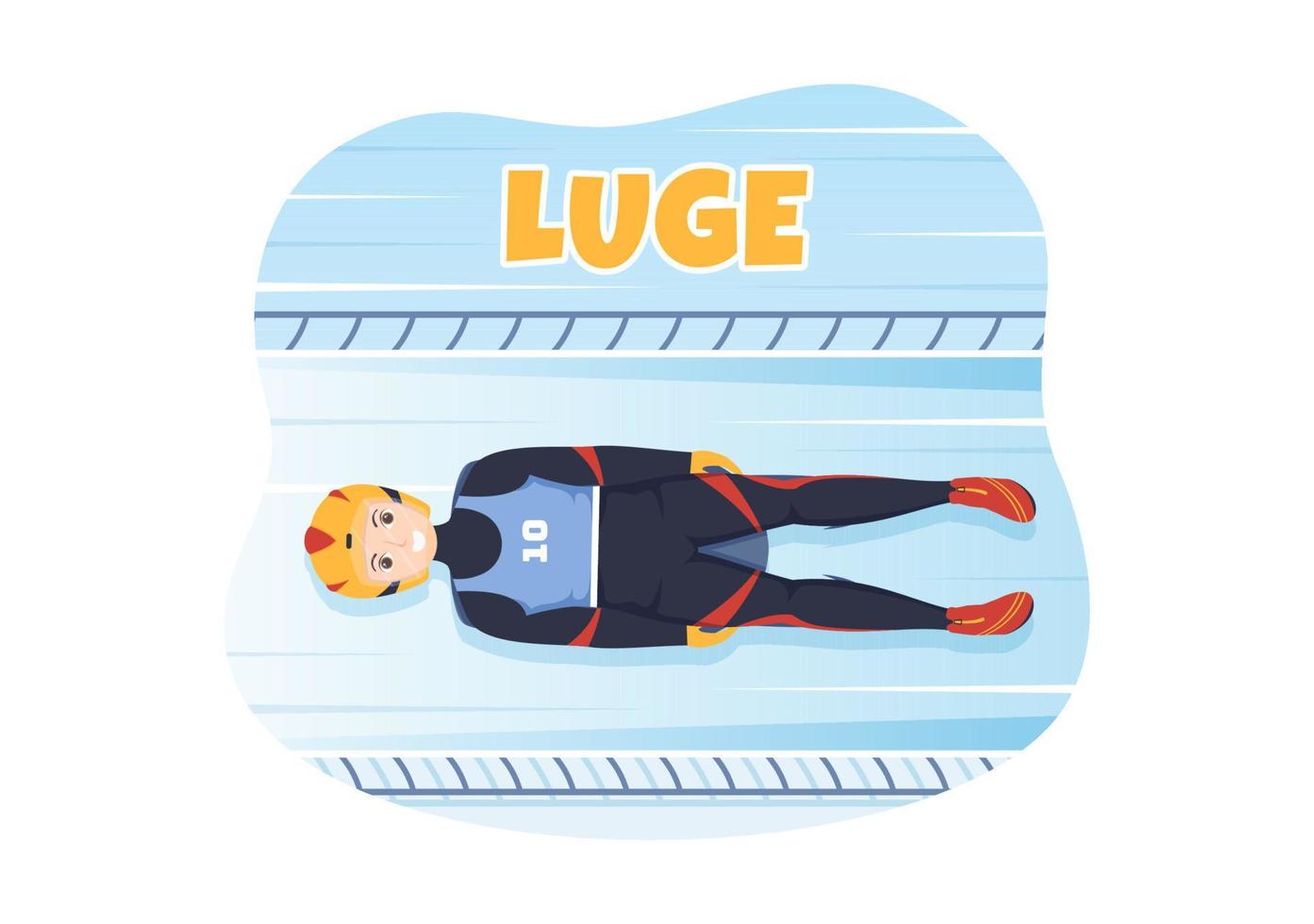 Luge Sled Race Athlete Winter Sport Illustration with Riding a Sledding, Ice and Bobsleigh in Flat Cartoon Hand Drawn for Landing Page Templates vector