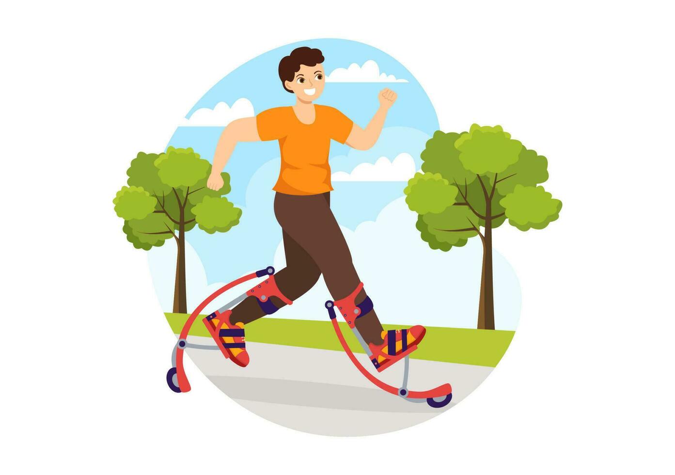 Powerbocking Sport Illustration with Jumping Boots for Web Banner or Landing Page in Extreme Sports Flat Cartoon Hand Drawn Templates vector