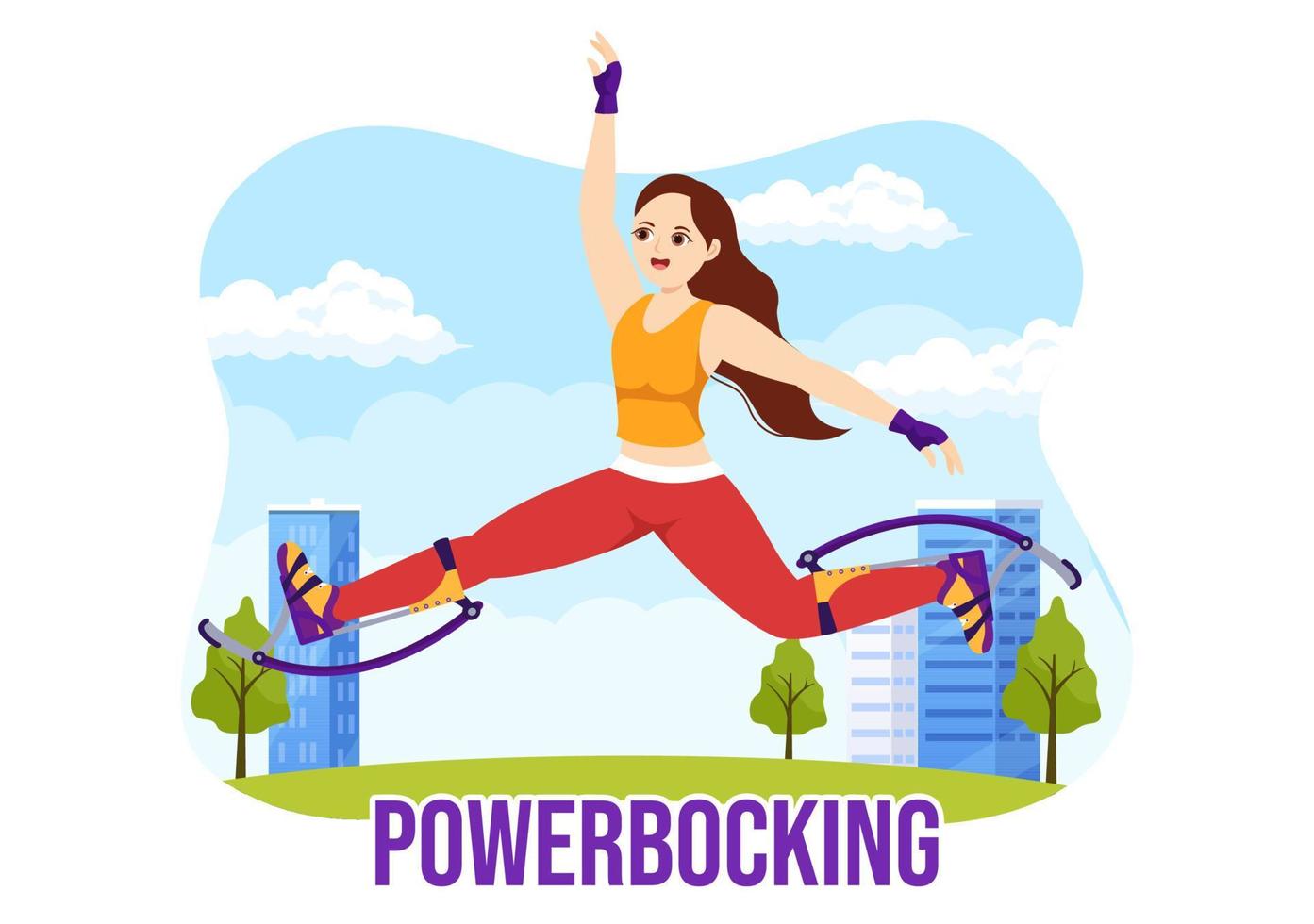 Powerbocking Sport Illustration with Jumping Boots for Web Banner or Landing Page in Extreme Sports Flat Cartoon Hand Drawn Templates vector