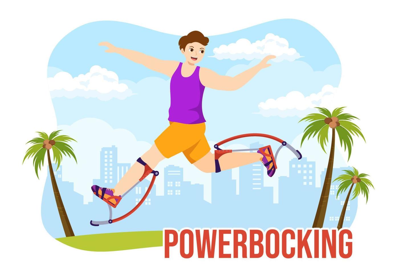 Powerbocking Sport Illustration with Jumping Boots for Web Banner or Landing Page in Extreme Sports Flat Cartoon Hand Drawn Templates vector