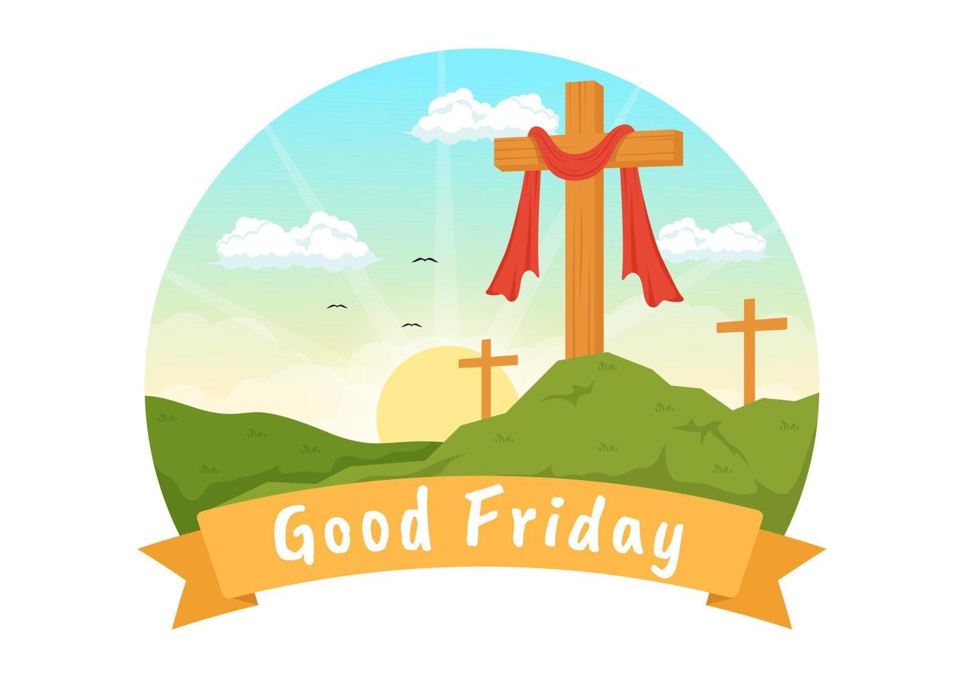 Happy Good Friday Illustration with Christian Holiday of Jesus ...