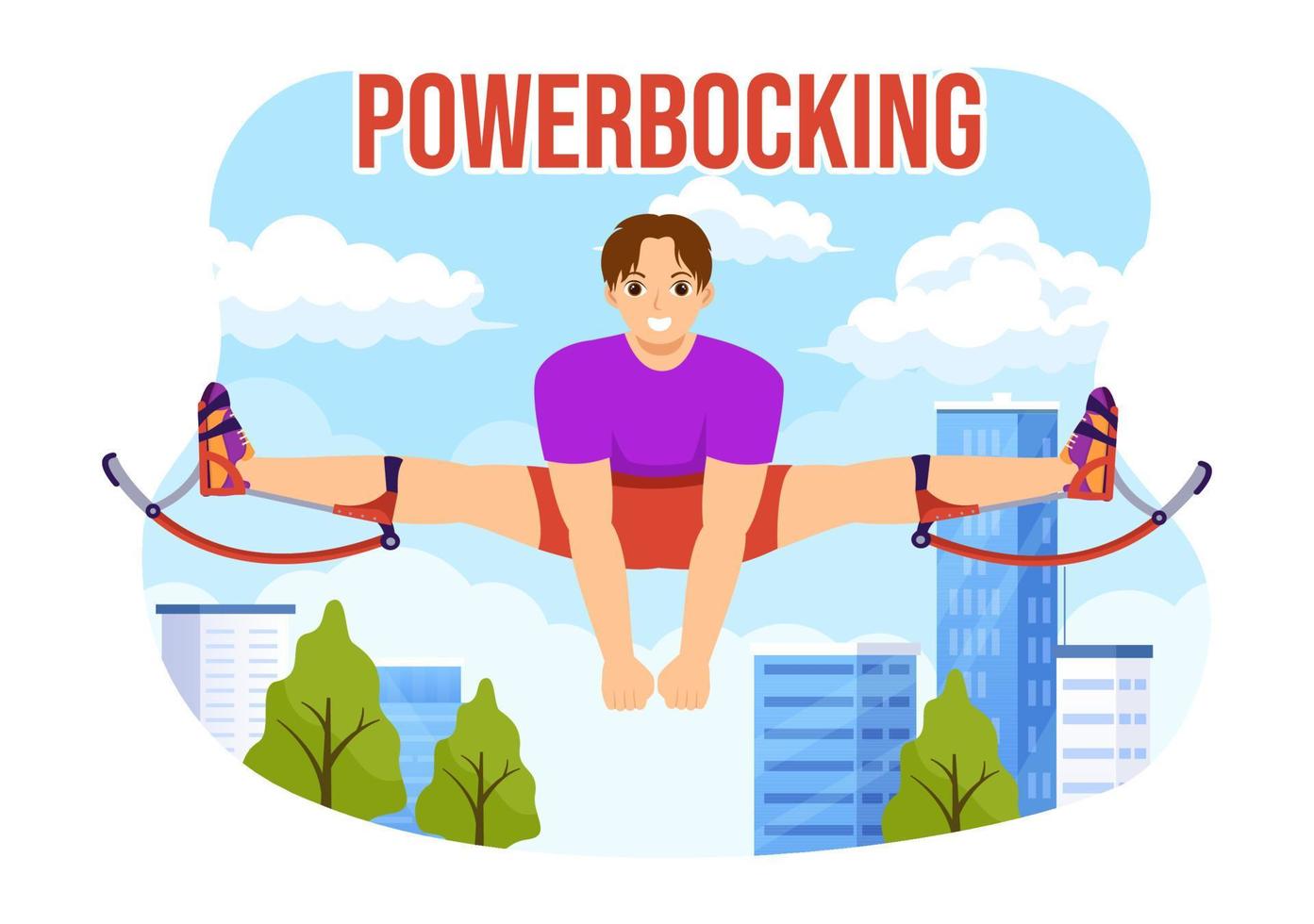 Powerbocking Sport Illustration with Jumping Boots for Web Banner or Landing Page in Extreme Sports Flat Cartoon Hand Drawn Templates vector