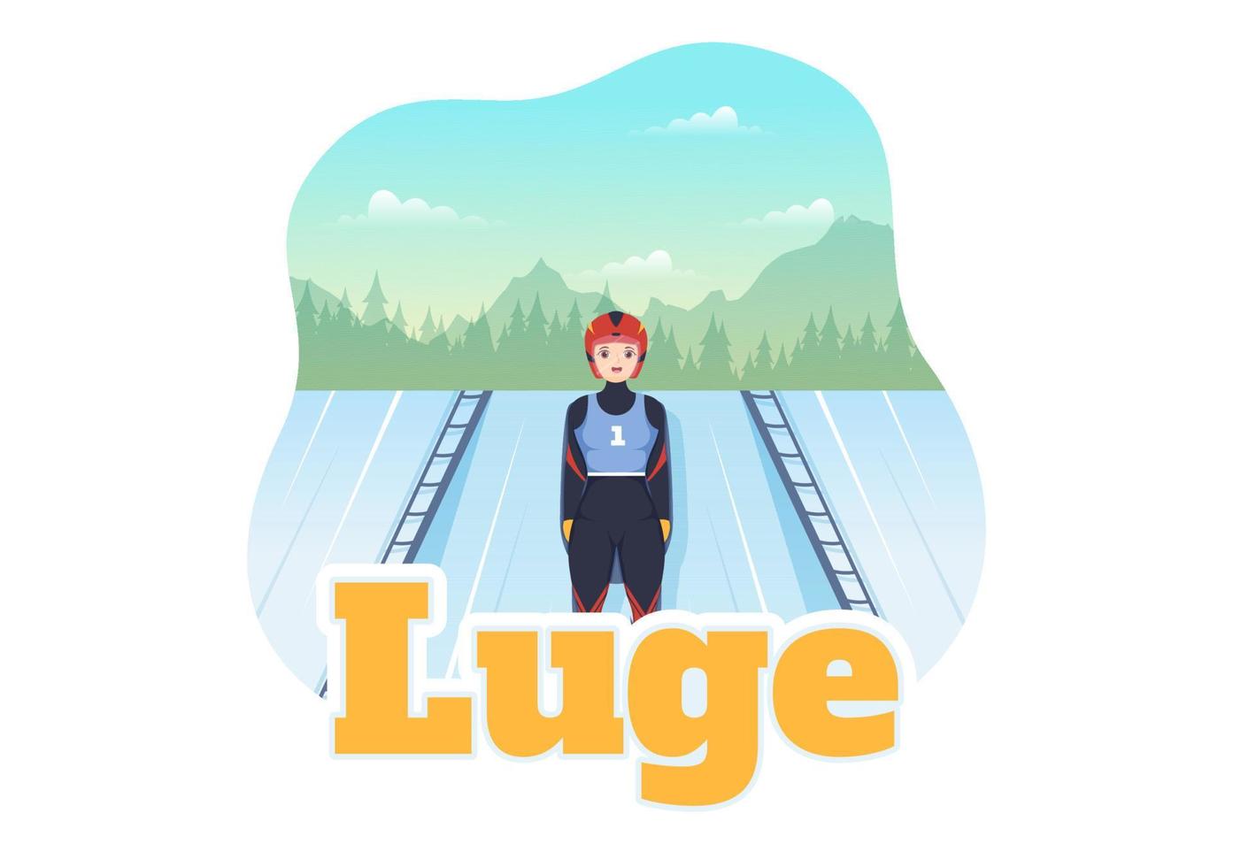 Luge Sled Race Athlete Winter Sport Illustration with Riding a Sledding, Ice and Bobsleigh in Flat Cartoon Hand Drawn for Landing Page Templates vector
