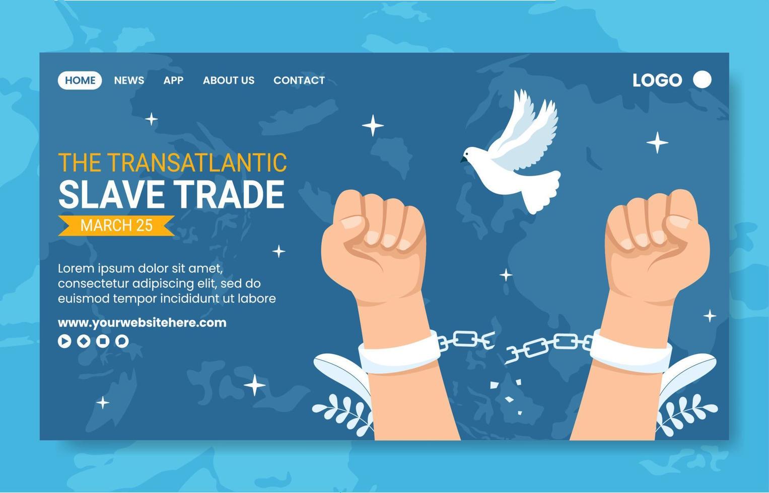 Remembrance of the Victims of Slavery and Slave Trade Social Media Landing Page Cartoon Hand Drawn Templates Illustration vector