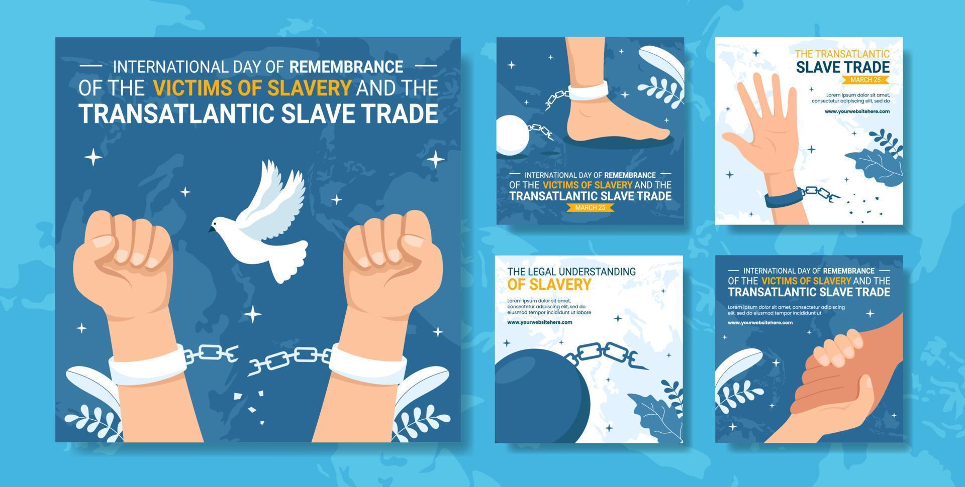 Remembrance of the Victims of Slavery and Slave Trade Social Media Post Flat Cartoon Hand Drawn Templates Illustration vector